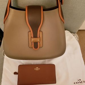 Authentic Coach Courier Hobo in colorblock with matching wallet